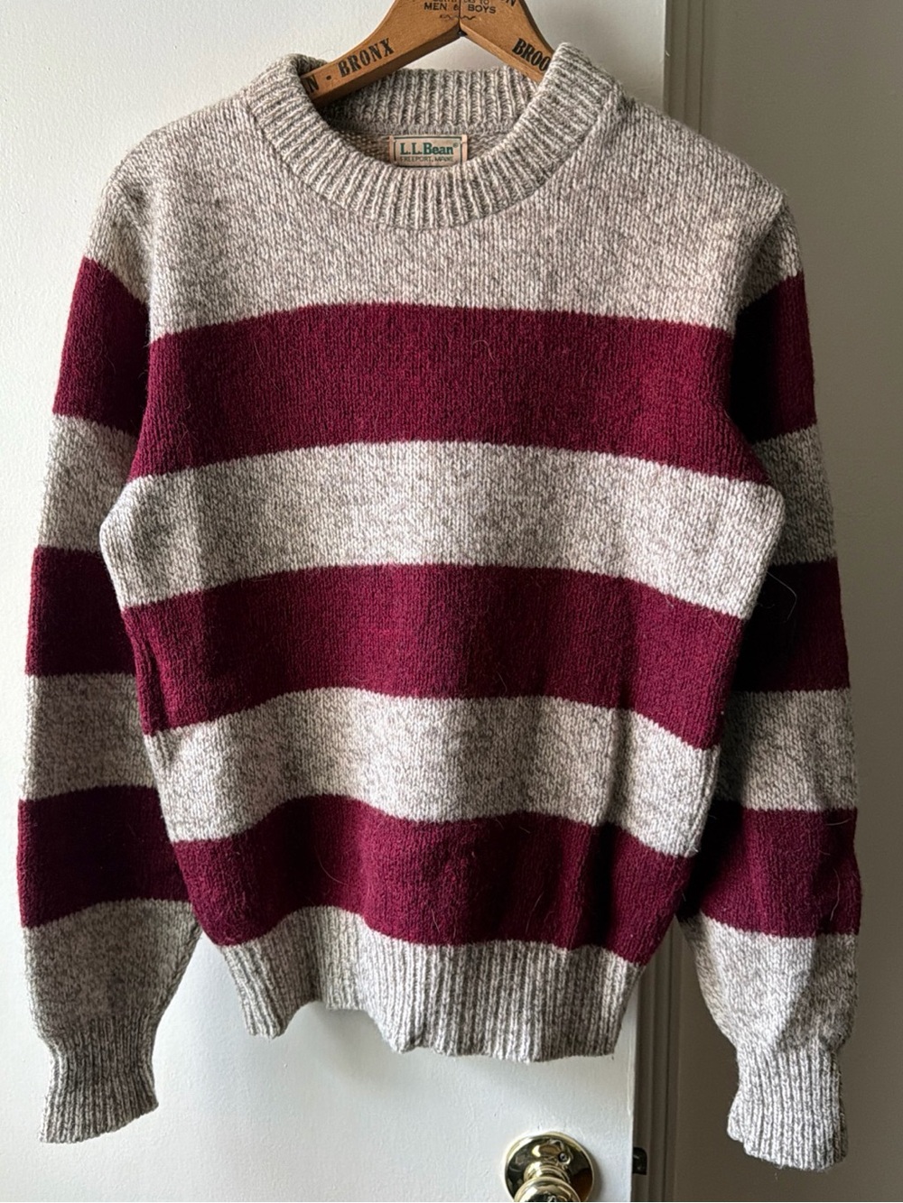 Vintage LL Bean Wool Sweater Women’s Size S Fisherman Stripe Made In USA Nordic